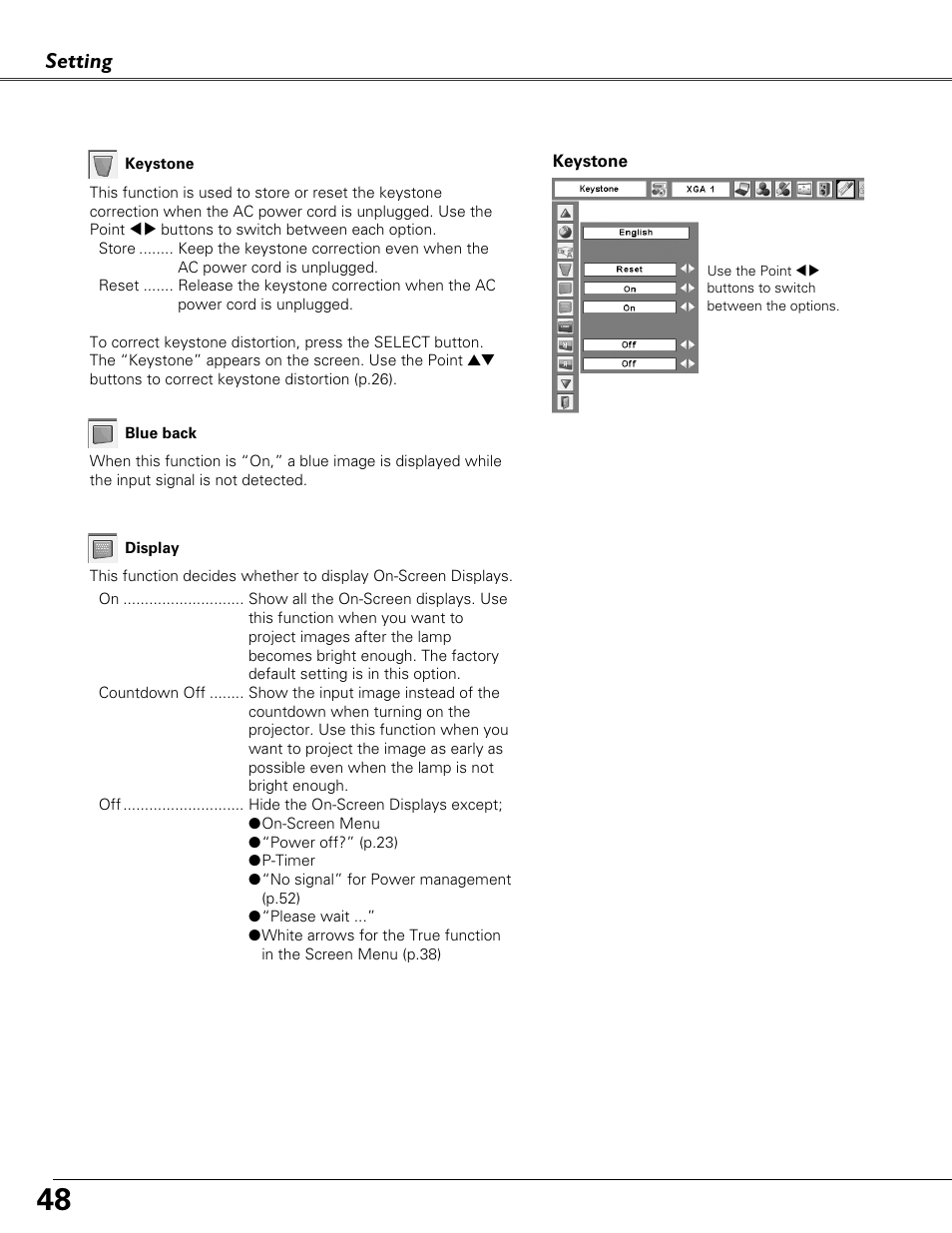 Setting | Eiki LC-XB41N User Manual | Page 48 / 80