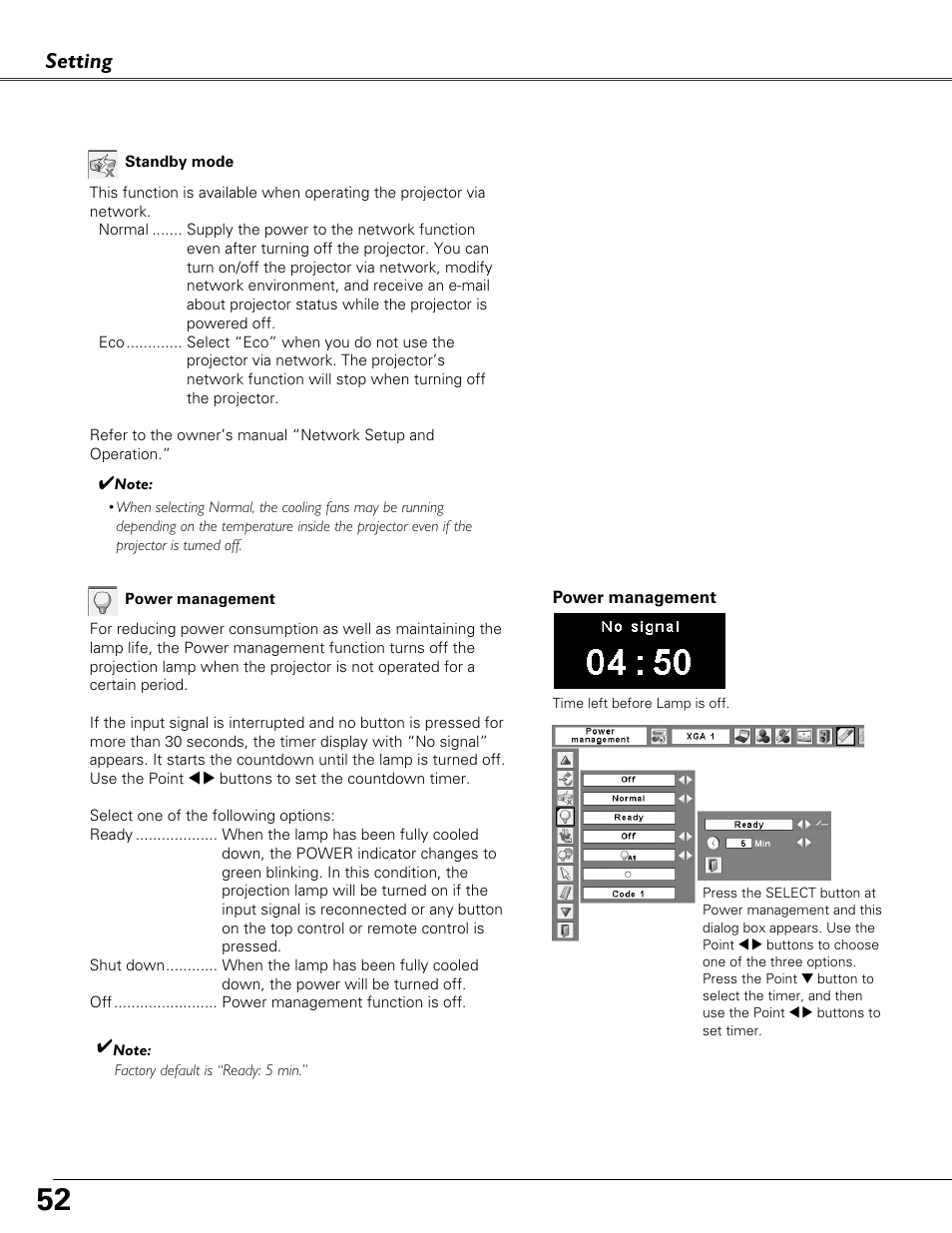 Setting | Eiki LC-XB41N User Manual | Page 52 / 80