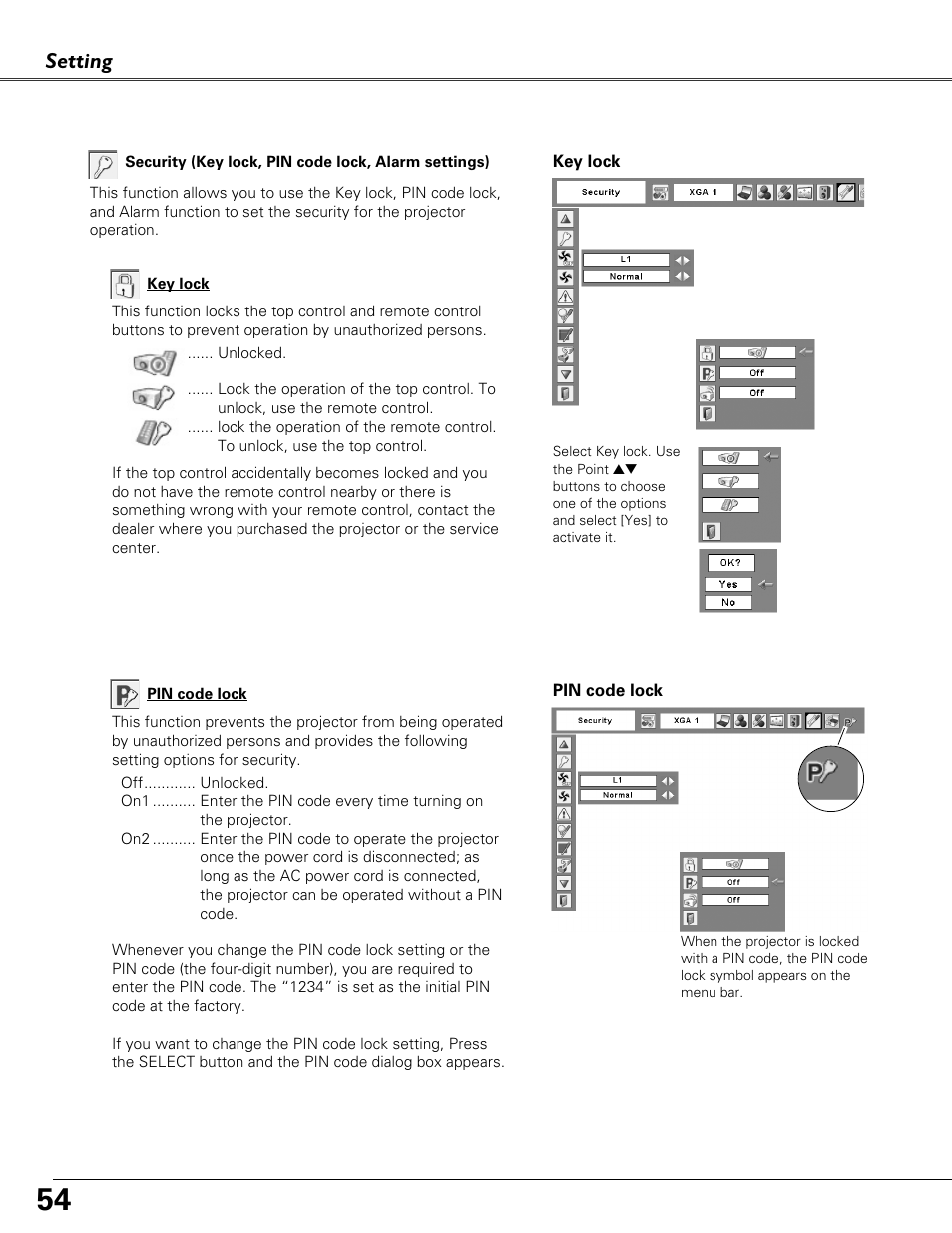 Setting | Eiki LC-XB41N User Manual | Page 54 / 80
