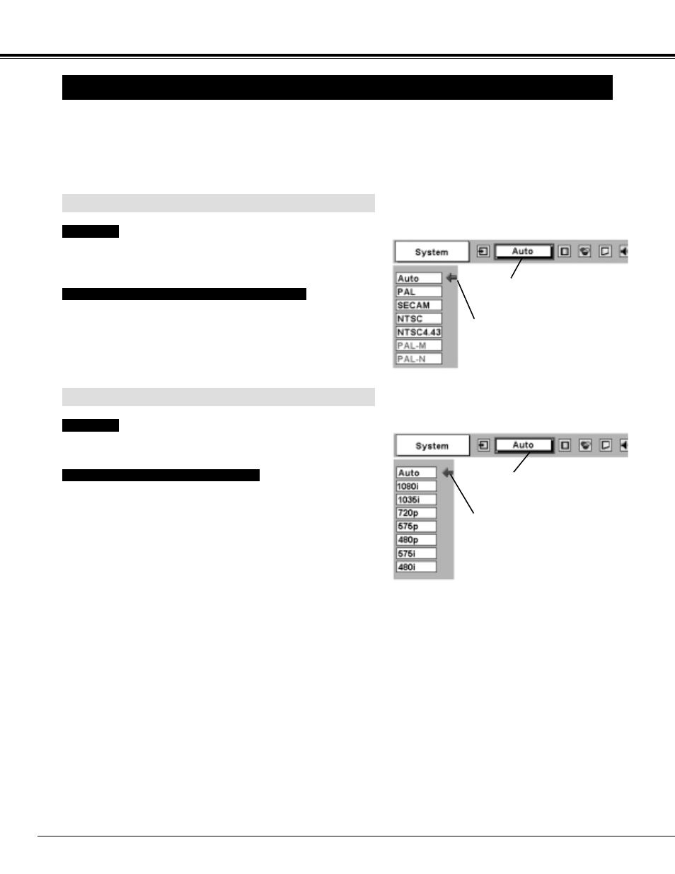 Selecting video system, Video input | Eiki LC-XG100 User Manual | Page 32 / 48