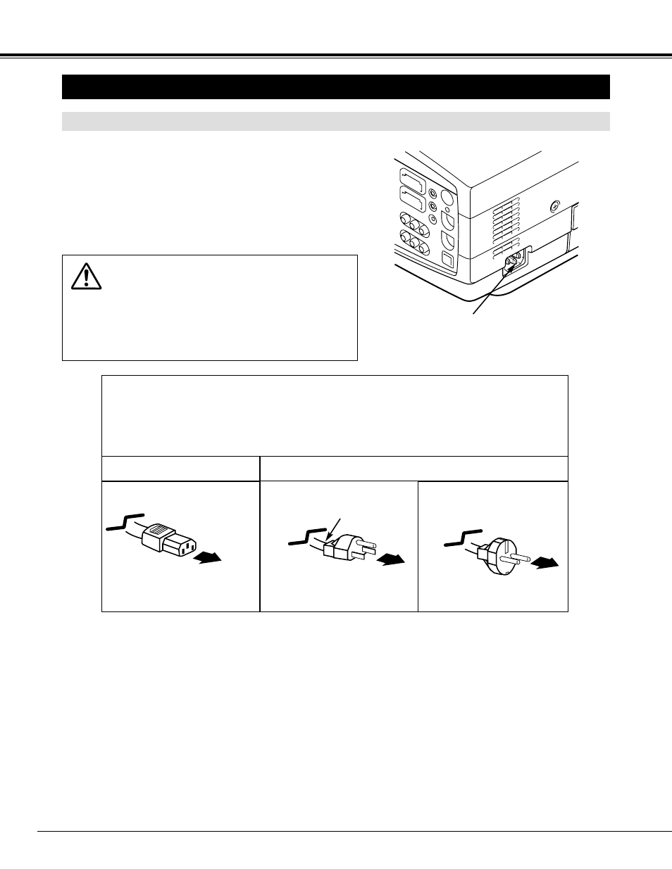 Setting-up projector, Connecting ac power cord, Preparation | Projector side ac outlet side | Eiki LC-XG100 User Manual | Page 8 / 48