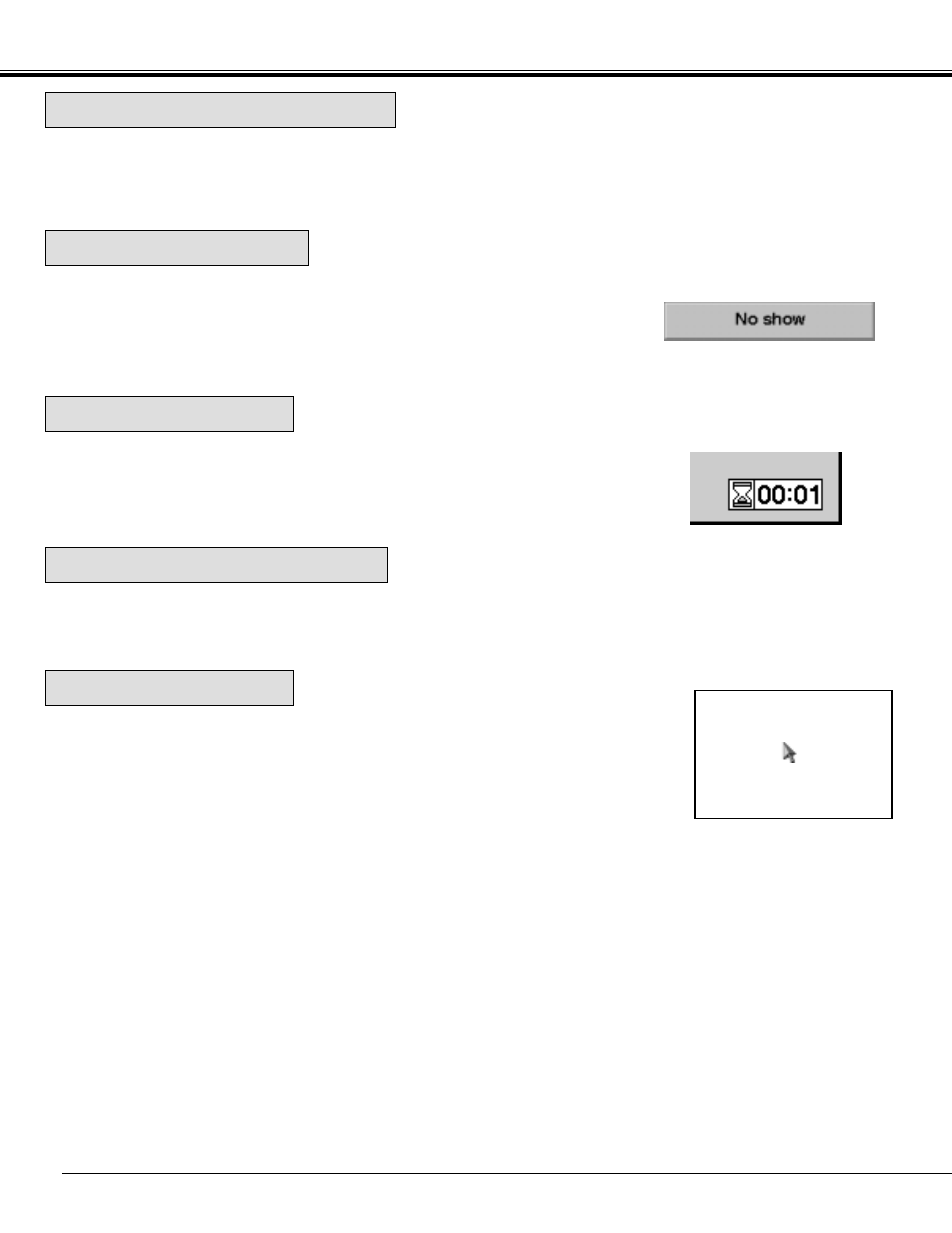 Freeze picture function, No show function, P-timer function | Auto image adjustment, Cursor function | Eiki LC-SX3 User Manual | Page 34 / 56