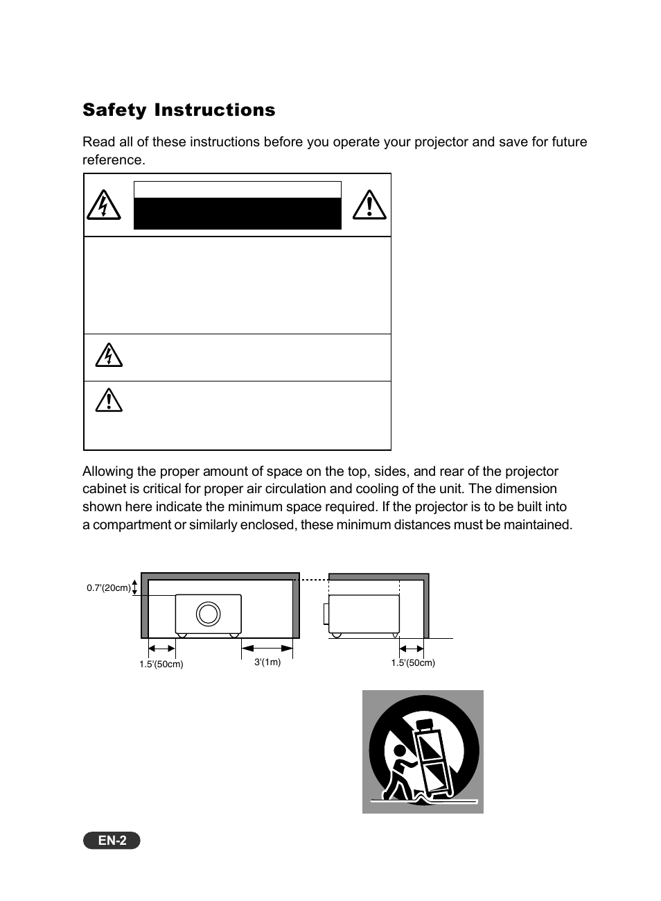 Safety instructions | Eiki EIP-S200 User Manual | Page 3 / 35