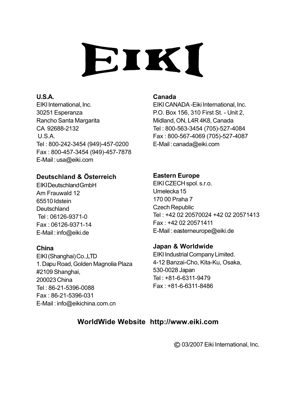 Eiki EIP-S200 User Manual | Page 35 / 35