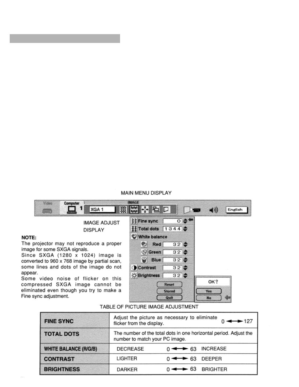 Picture image adjustment | Eiki LC-X984 User Manual | Page 39 / 54