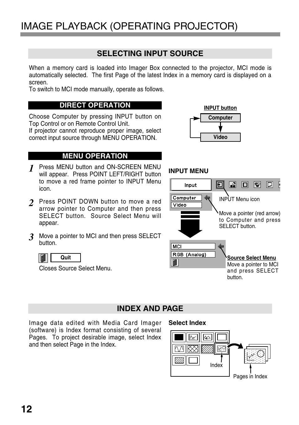 12 image playback (operating projector) | Eiki EVW-100 User Manual | Page 12 / 18