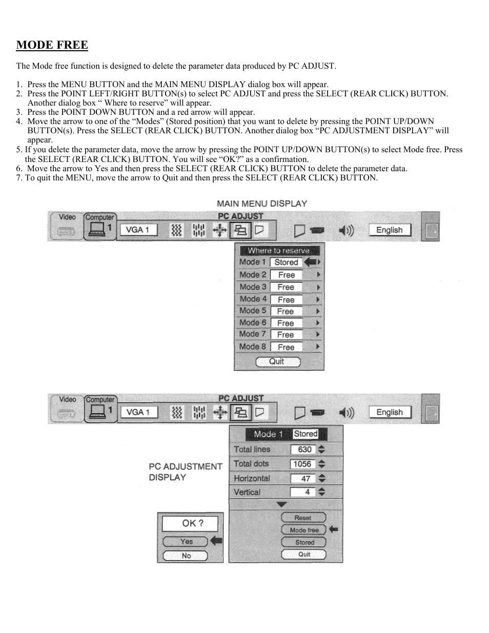 Mode free | Eiki Multimedia Projector LC-X1UA User Manual | Page 45 / 56