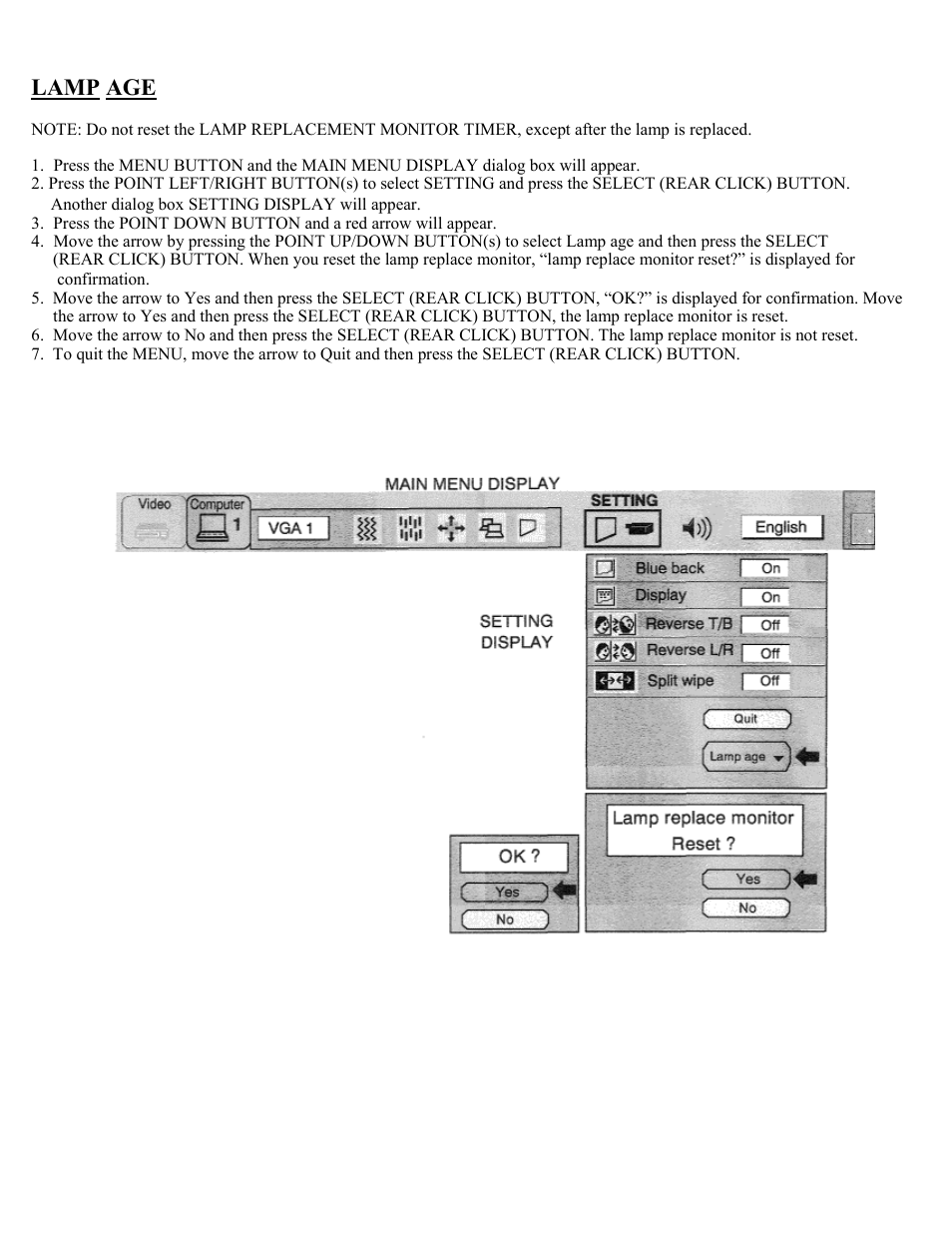Lamp age | Eiki Multimedia Projector LC-X1UA User Manual | Page 49 / 56