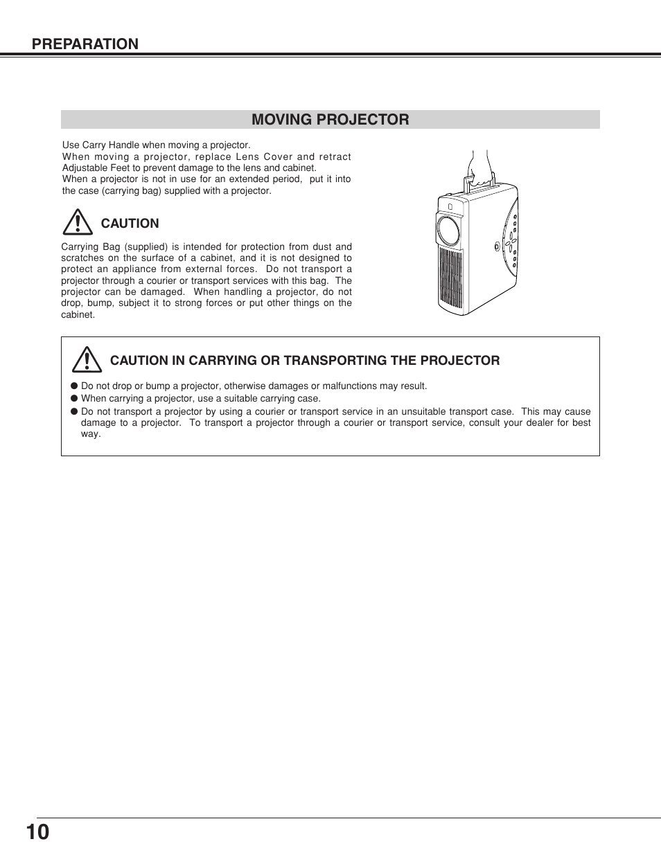 Moving projector | Eiki LC-XNB4S User Manual | Page 10 / 48