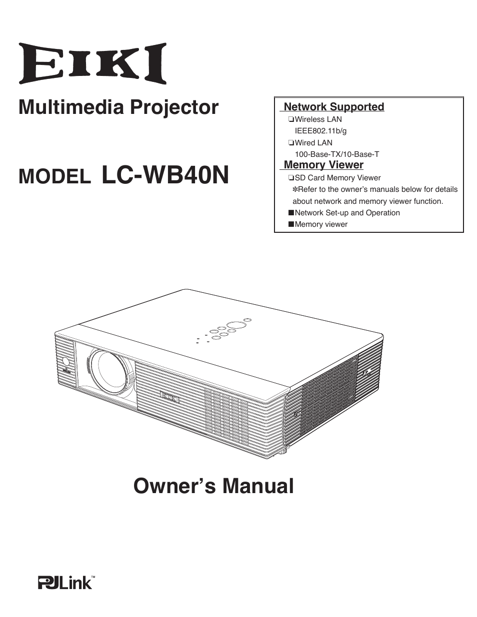 Eiki LC-WB40N User Manual | 82 pages