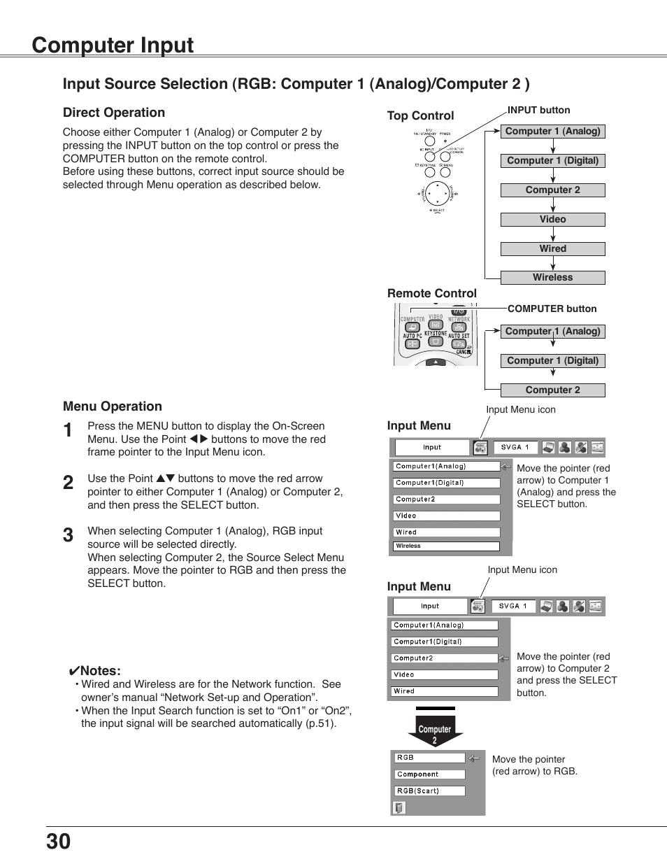 Computer input | Eiki LC-WB40N User Manual | Page 30 / 82