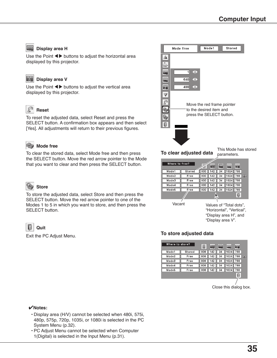 Computer input | Eiki LC-WB40N User Manual | Page 35 / 82