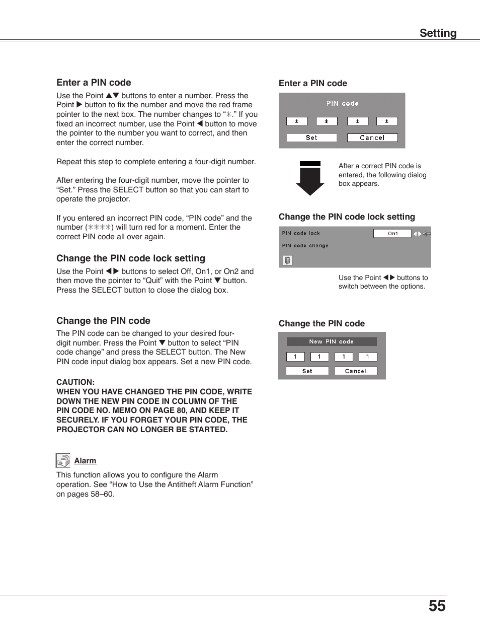 Setting | Eiki LC-WB40N User Manual | Page 55 / 82