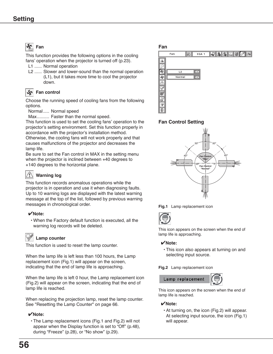 Setting | Eiki LC-WB40N User Manual | Page 56 / 82