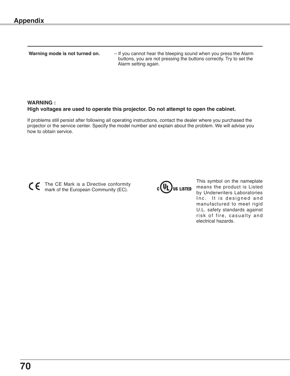 Appendix | Eiki LC-WB40N User Manual | Page 70 / 82
