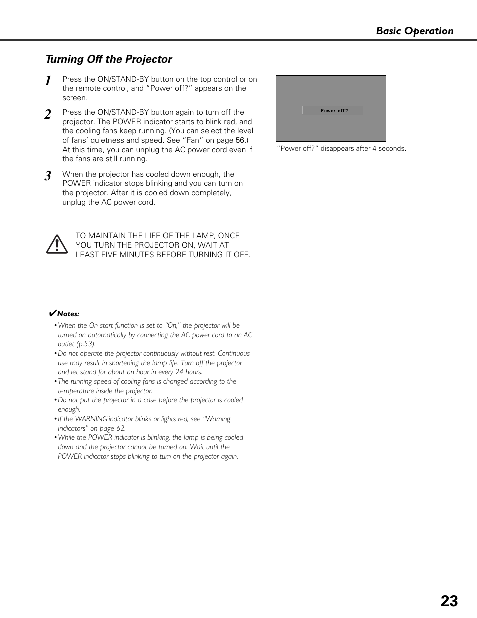 Turning off the projector | Eiki LC-XB40N User Manual | Page 23 / 79
