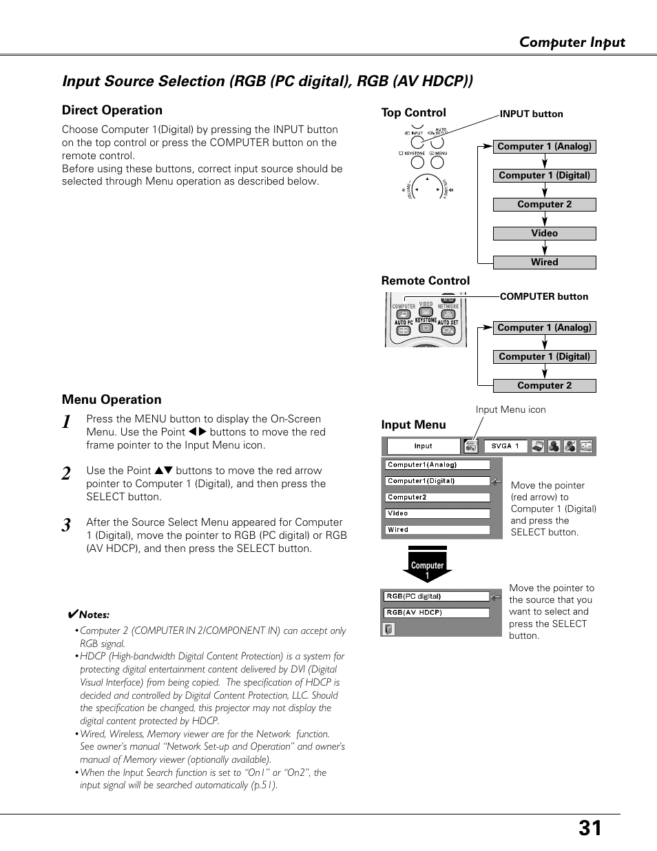 Computer input | Eiki LC-XB40N User Manual | Page 31 / 79