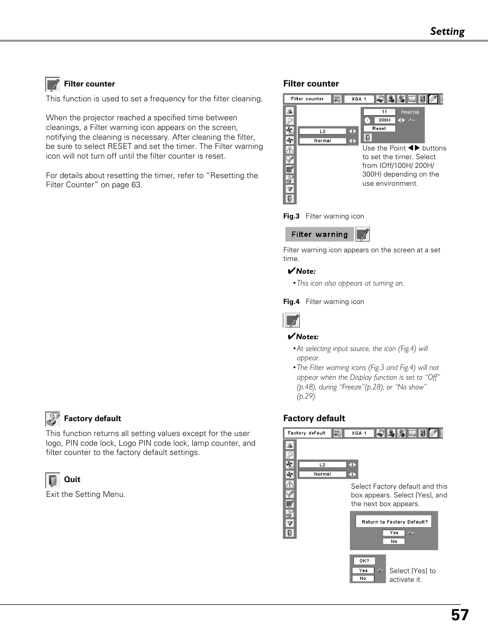 Setting | Eiki LC-XB40N User Manual | Page 57 / 79