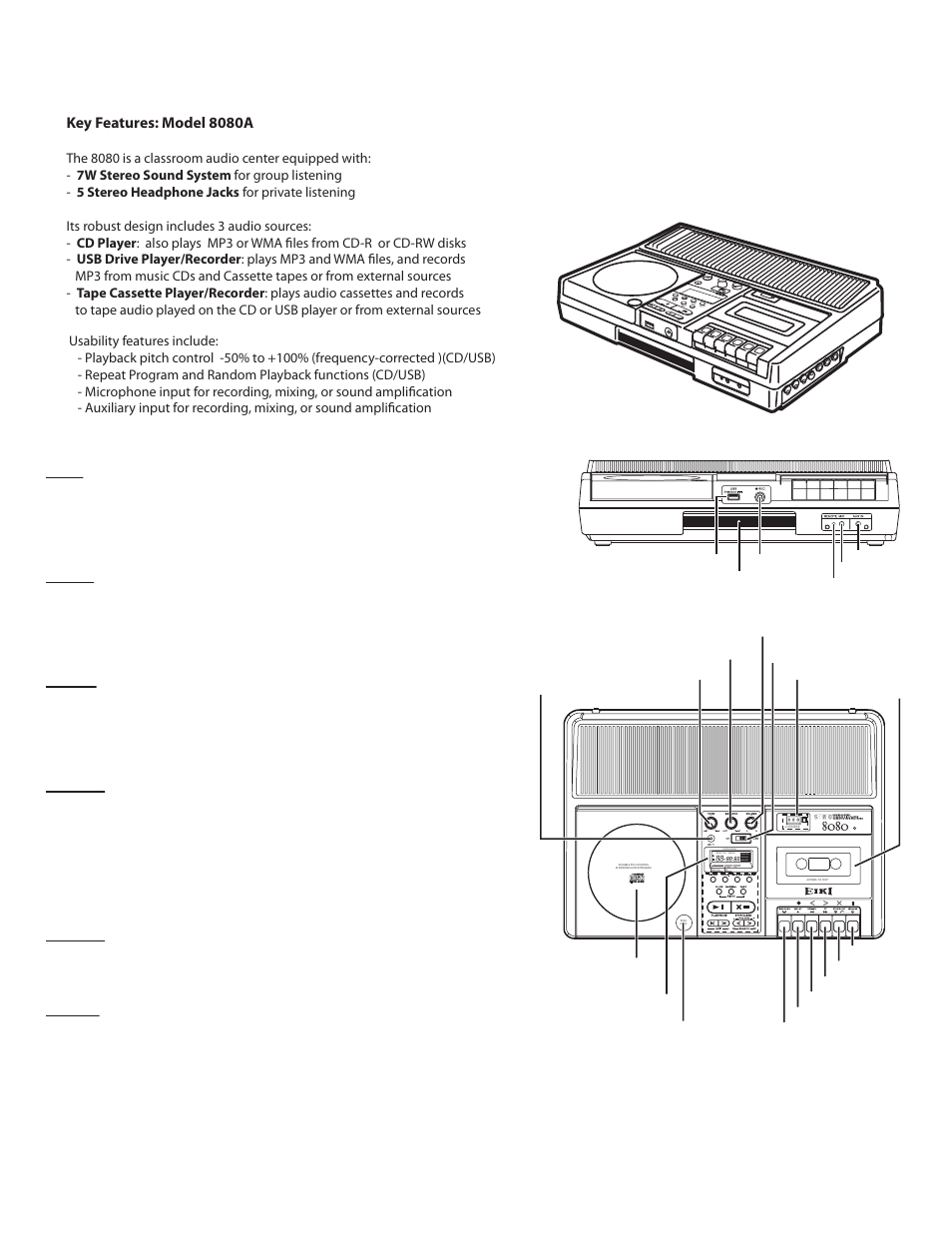 Eiki Digital / Analog Classroom Audio Center 8080A User Manual | 1 page