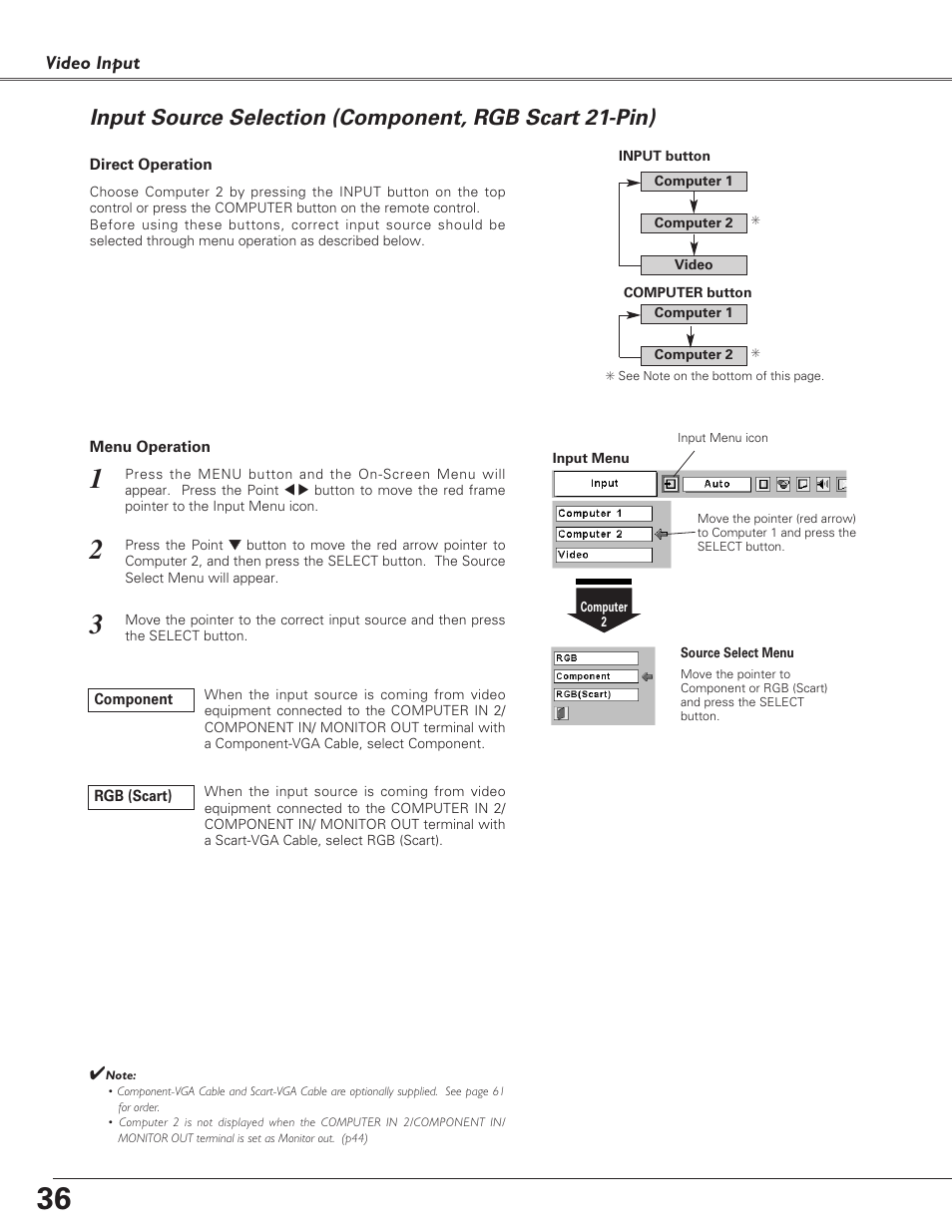 Input source selection (comp | Eiki LC-XB21 User Manual | Page 36 / 64