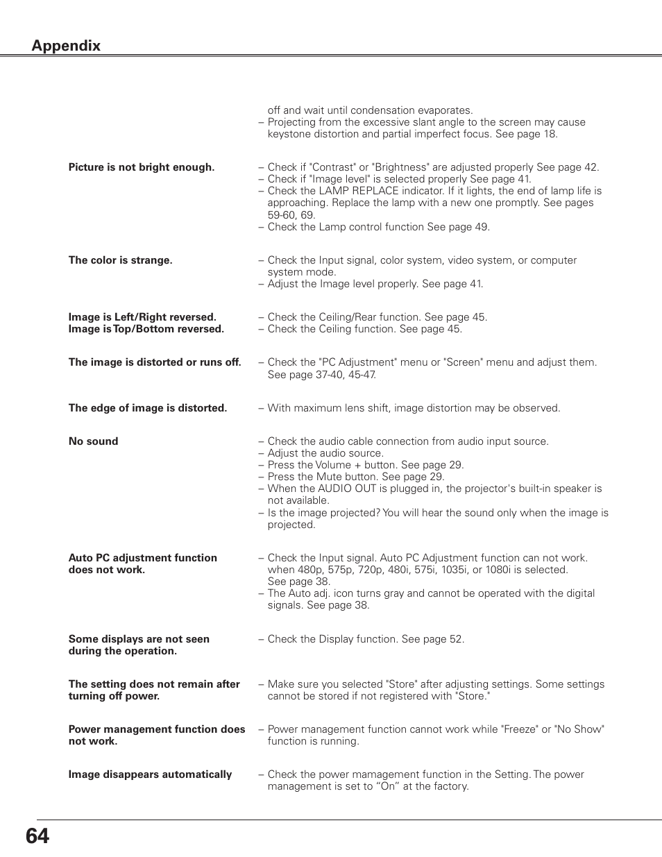 Appendix | Eiki Multimedia Projector LC-XG400L User Manual | Page 64 / 78