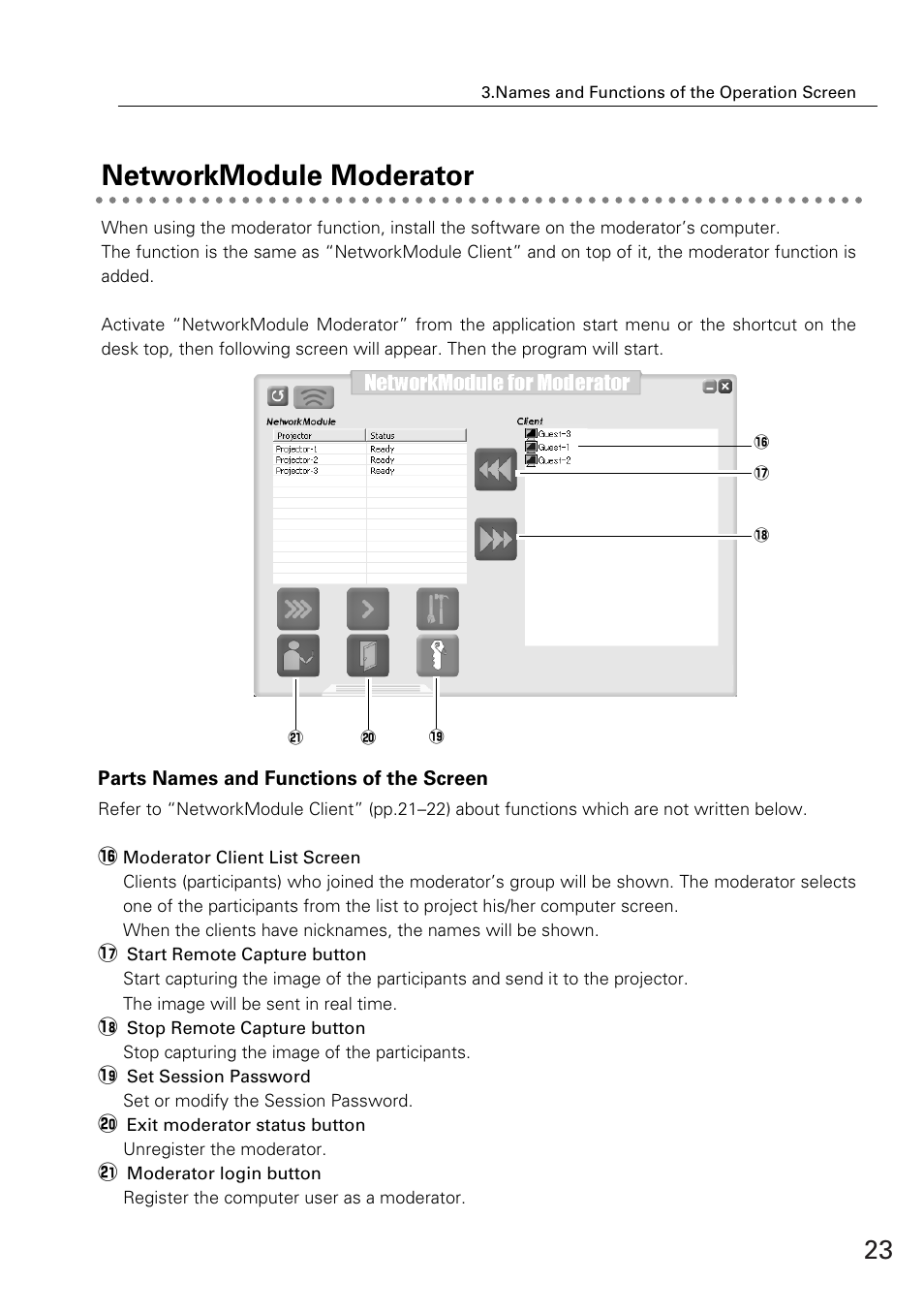 Networkmodule moderator | Eiki WL-30(XG-705A) User Manual | Page 23 / 99