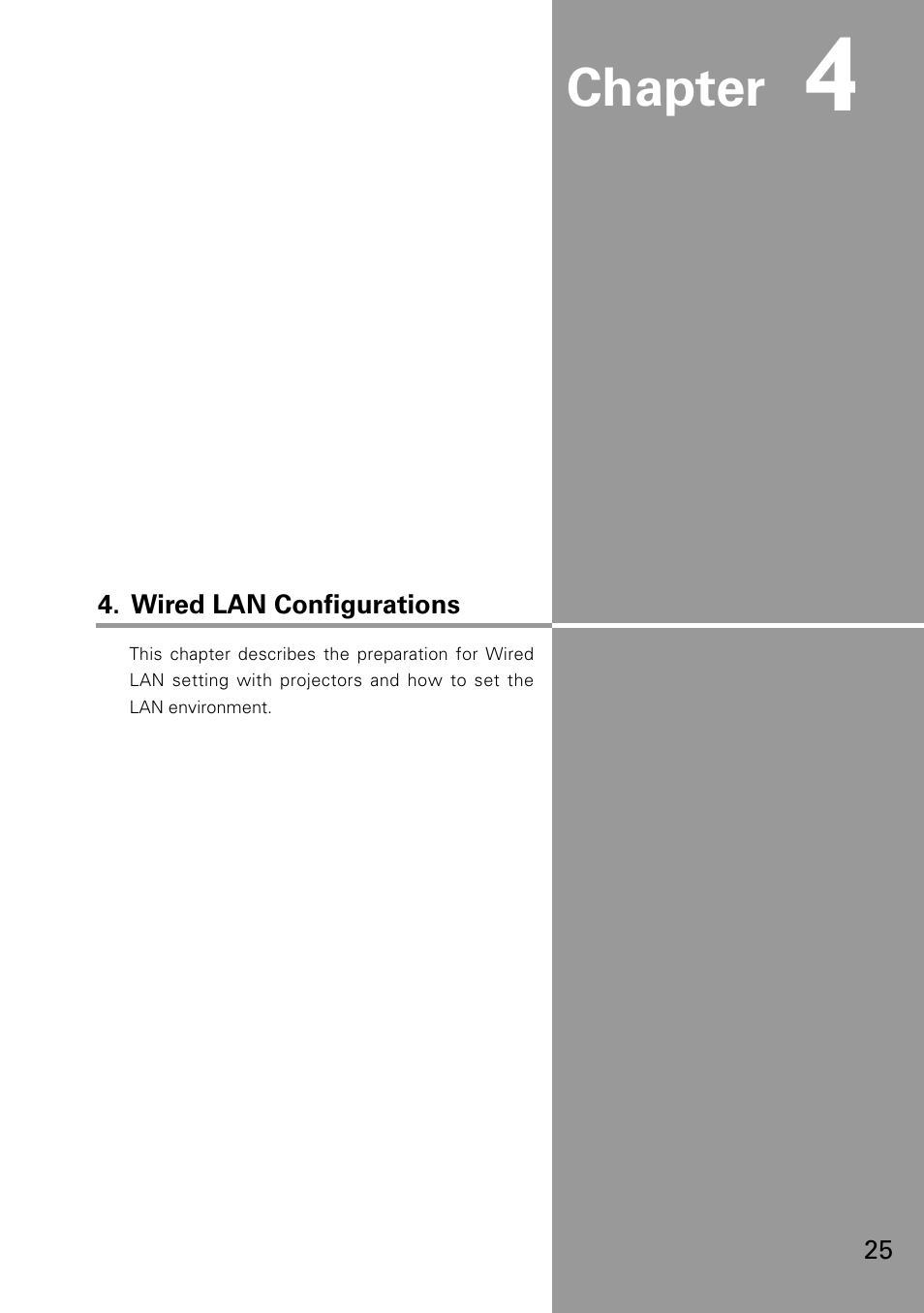 Wired lan configurations, Chapter | Eiki WL-30(XG-705A) User Manual | Page 25 / 99