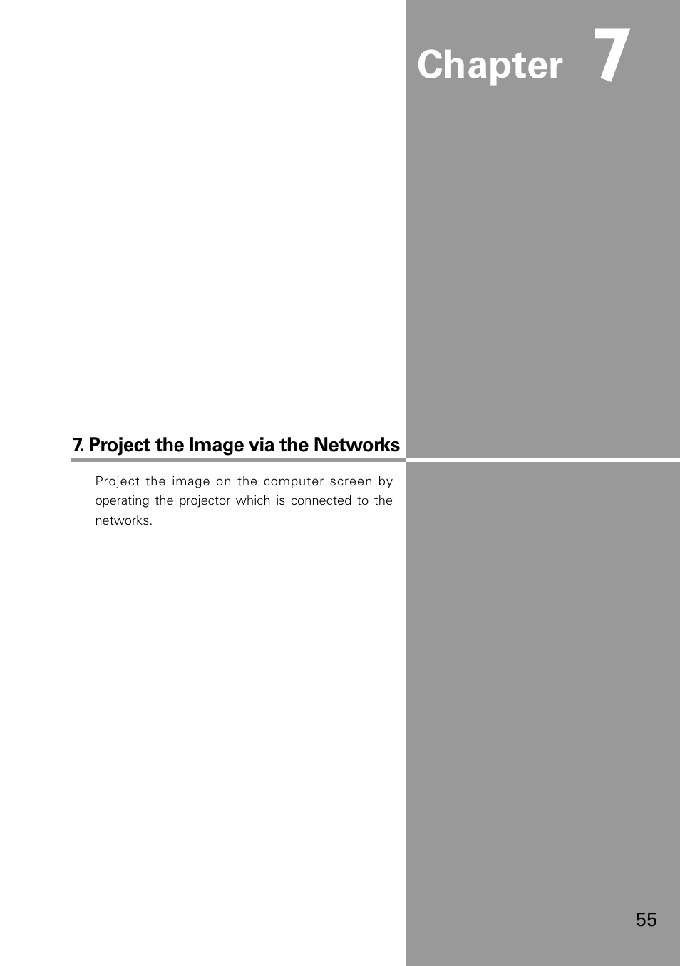 Project the image via the networks, Chapter | Eiki WL-30(XG-705A) User Manual | Page 55 / 99