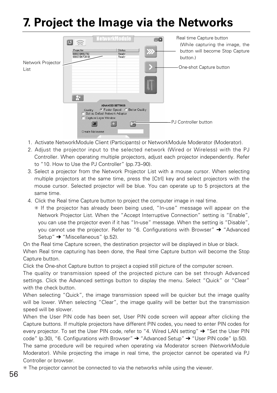 Project the image via the networks | Eiki WL-30(XG-705A) User Manual | Page 56 / 99