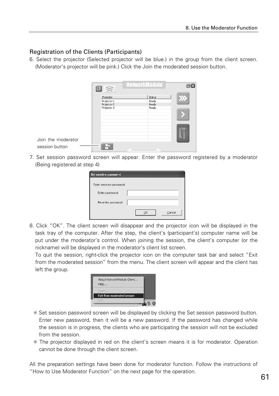 Registration of the clients (participants) | Eiki WL-30(XG-705A) User Manual | Page 61 / 99