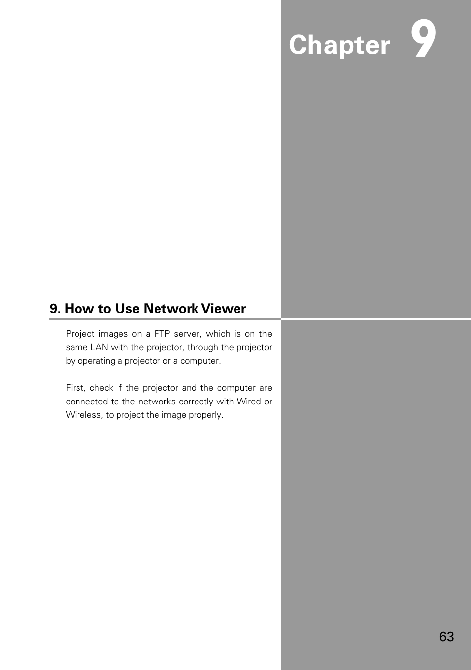 How to use network viewer, Chapter | Eiki WL-30(XG-705A) User Manual | Page 63 / 99