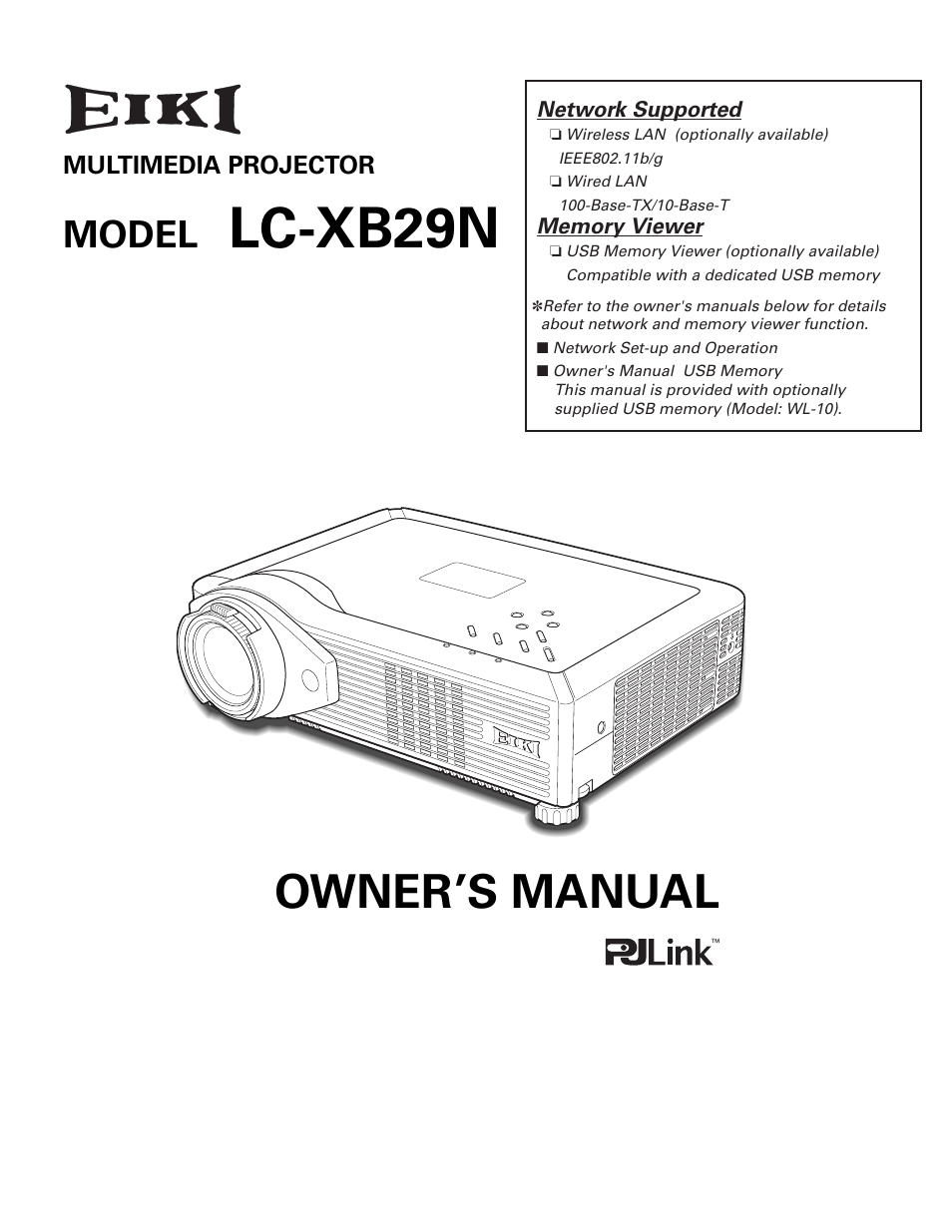 Eiki LC-XB29N User Manual | 73 pages