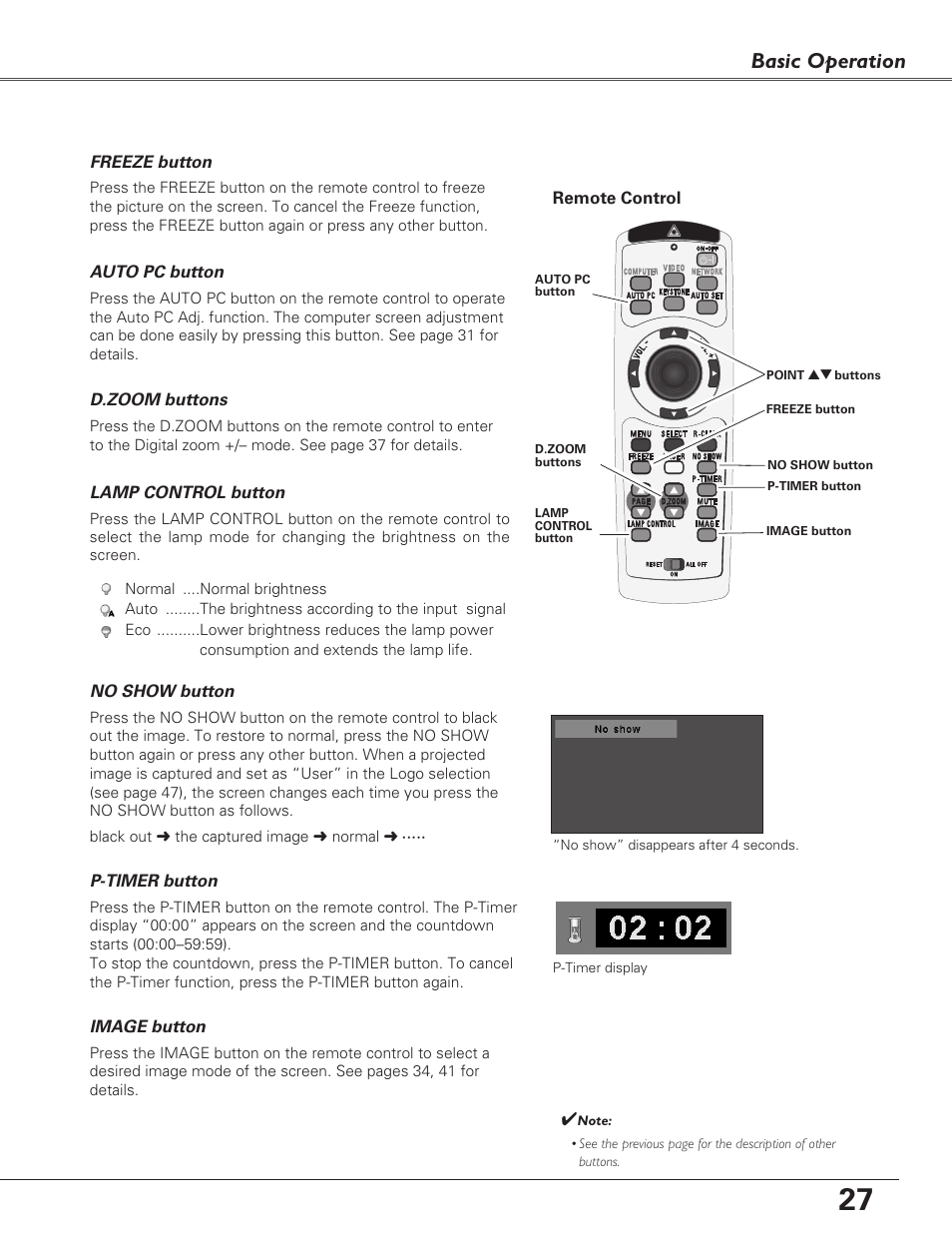 Basic operation | Eiki LC-XB29N User Manual | Page 27 / 73