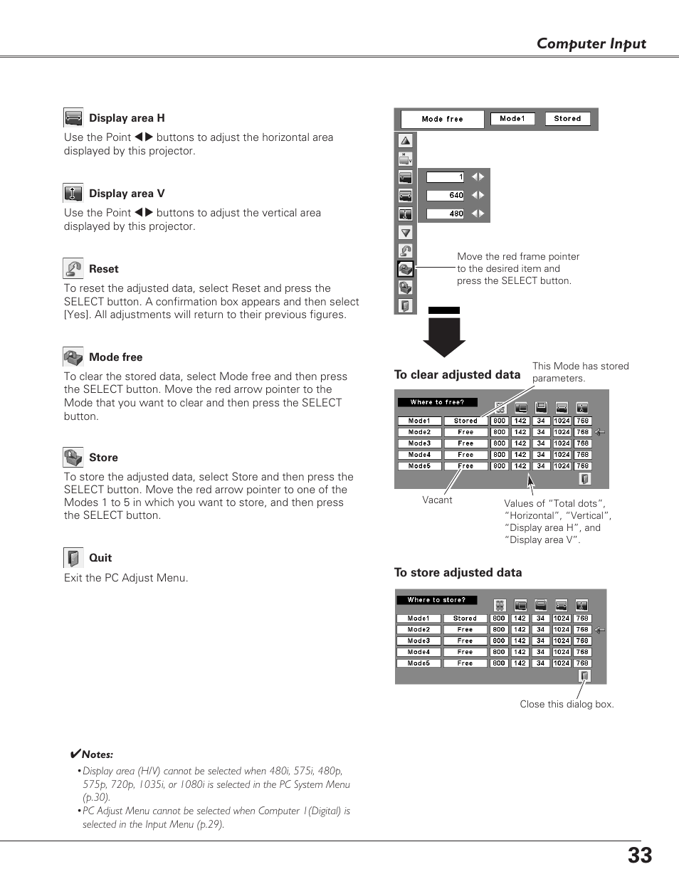 Computer input | Eiki LC-XB29N User Manual | Page 33 / 73