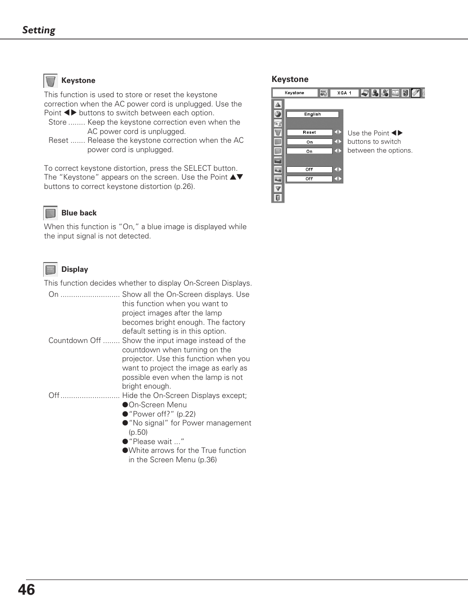 Setting | Eiki LC-XB29N User Manual | Page 46 / 73