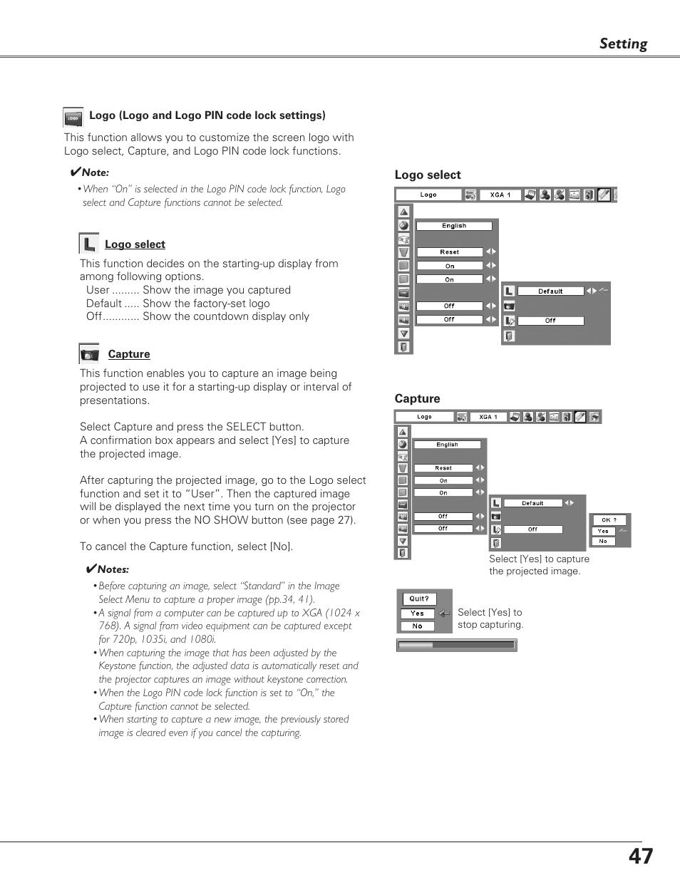 Setting | Eiki LC-XB29N User Manual | Page 47 / 73