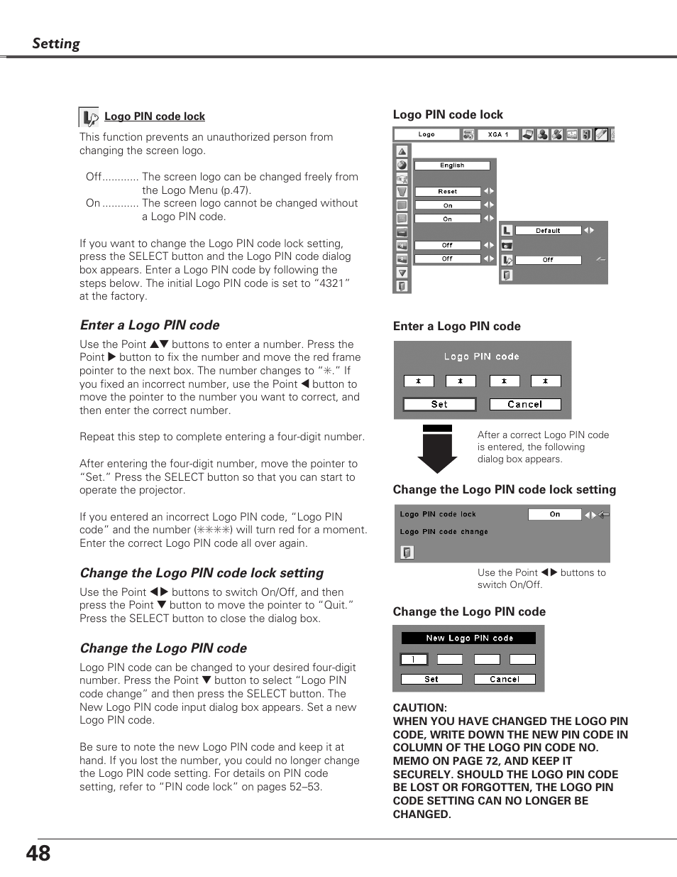 Setting | Eiki LC-XB29N User Manual | Page 48 / 73