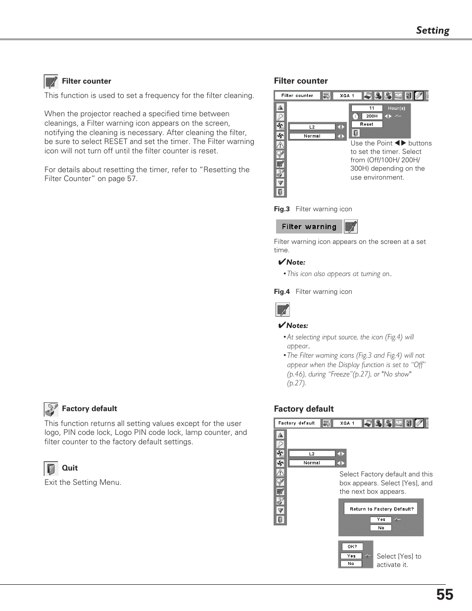 Setting | Eiki LC-XB29N User Manual | Page 55 / 73