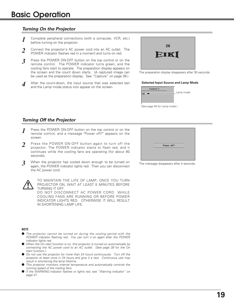 19 basic operation | Eiki LC-SB20 User Manual | Page 19 / 56