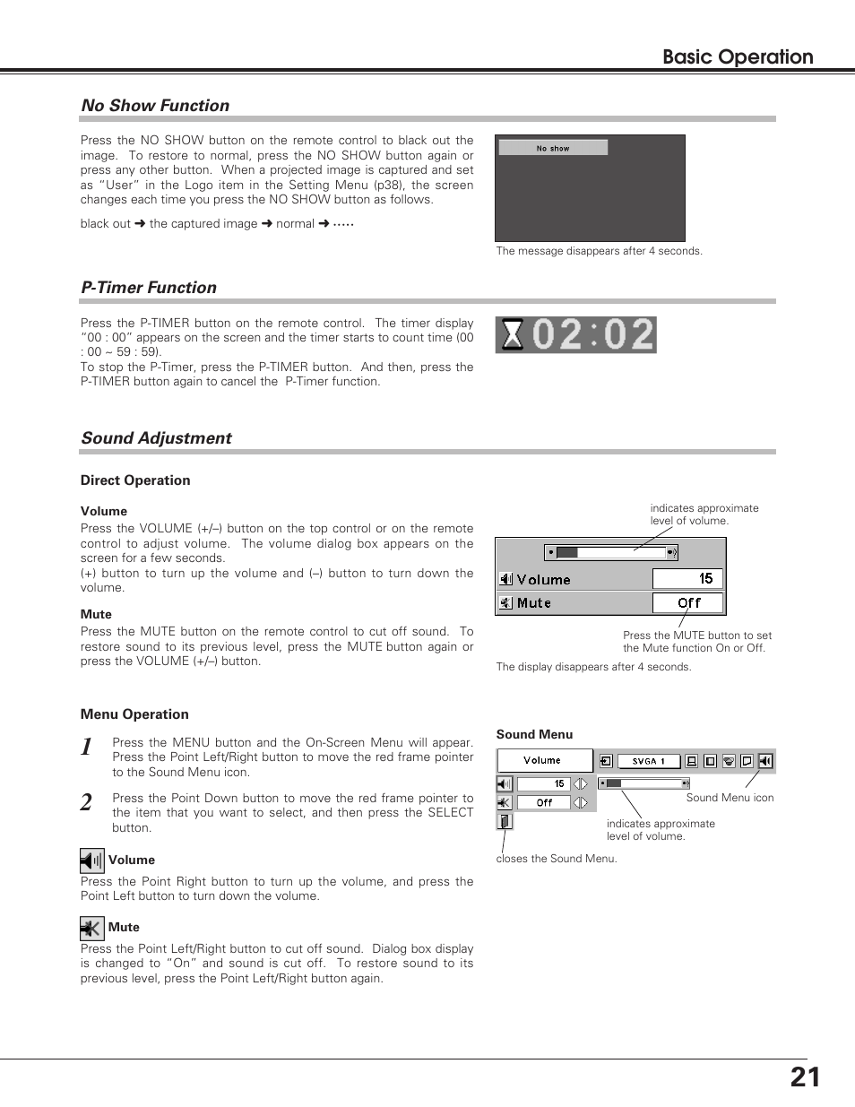 Basic operation | Eiki LC-SB20 User Manual | Page 21 / 56