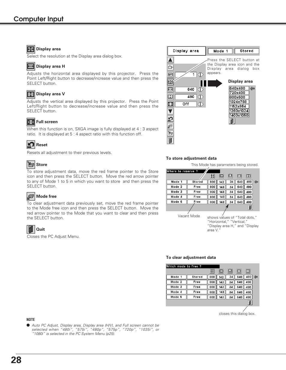 Computer input | Eiki LC-SB20 User Manual | Page 28 / 56