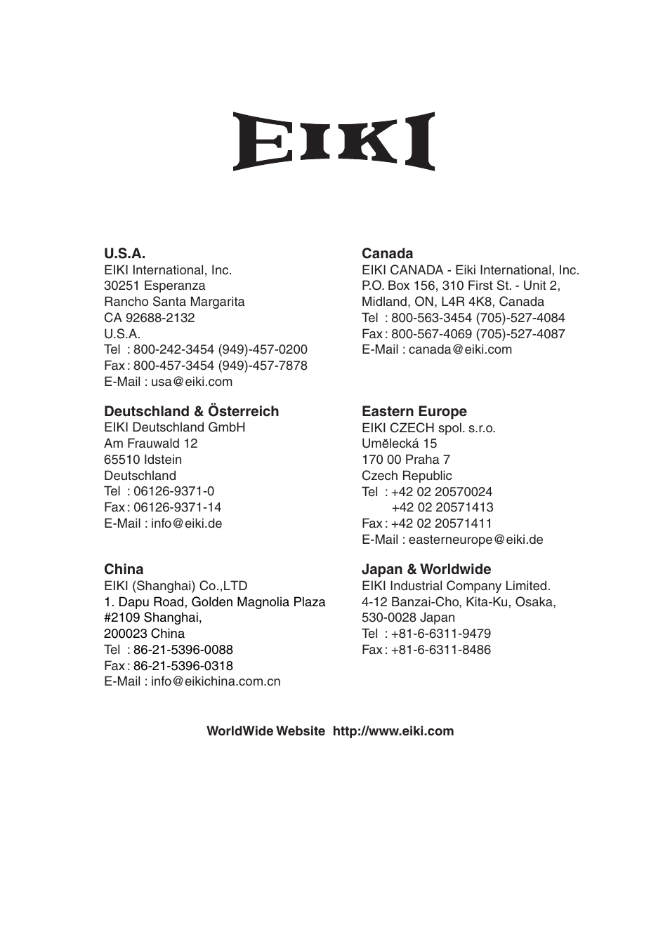 Eiki DLP Projector EIP-5000 User Manual | Page 109 / 109