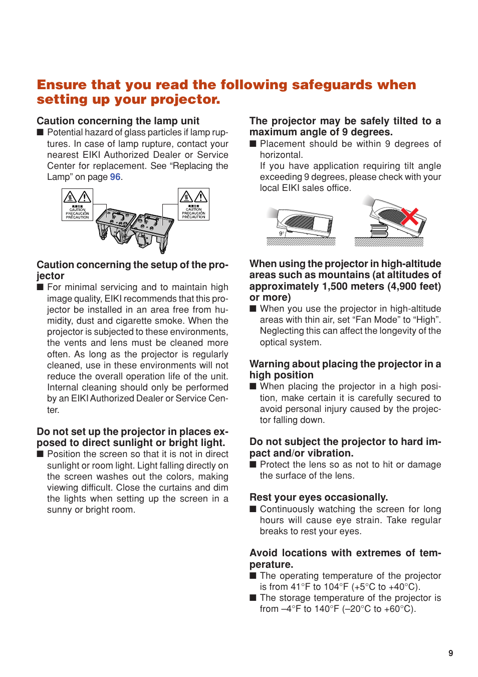 Eiki DLP Projector EIP-5000 User Manual | Page 11 / 109