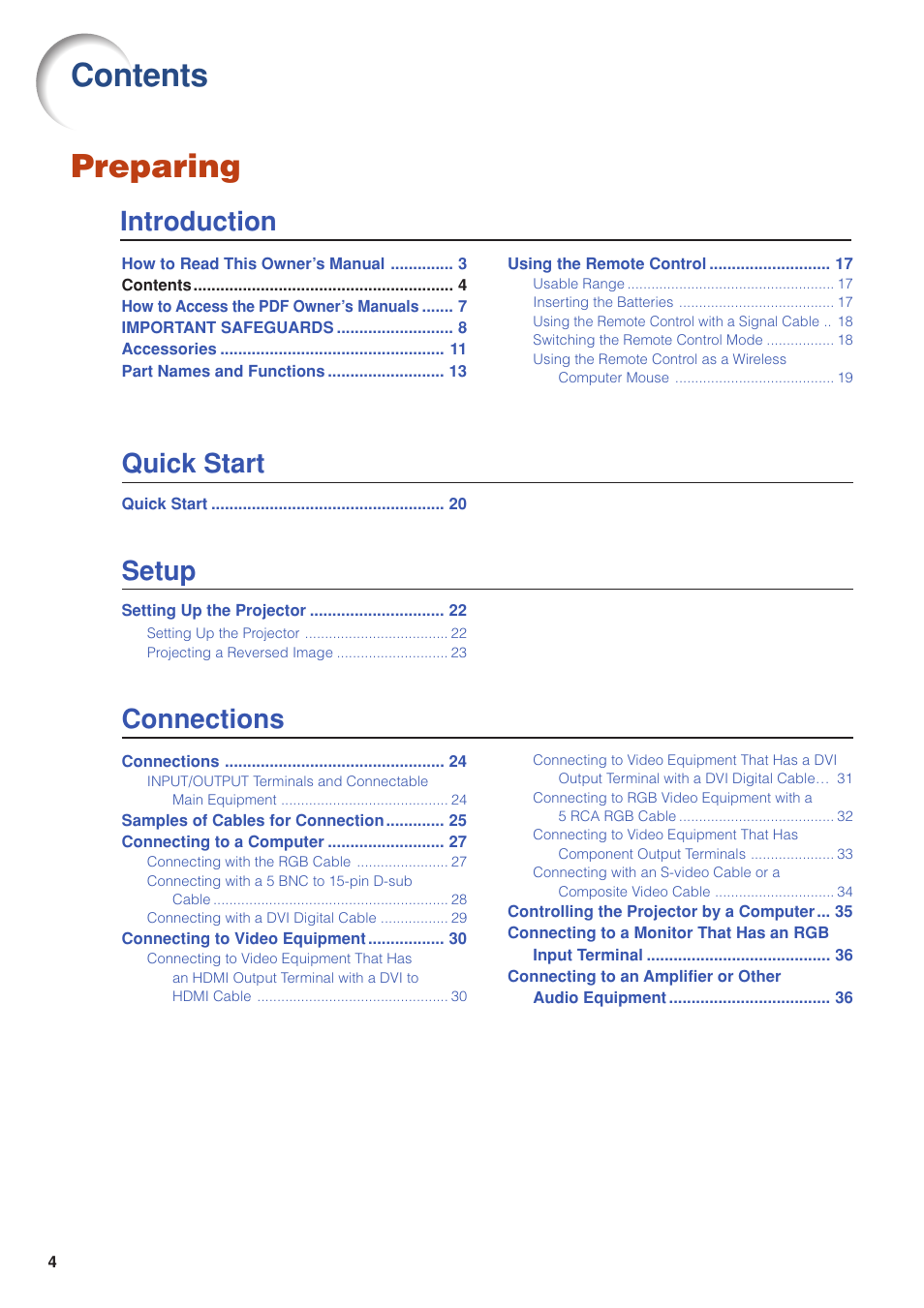 Eiki DLP Projector EIP-5000 User Manual | Page 6 / 109