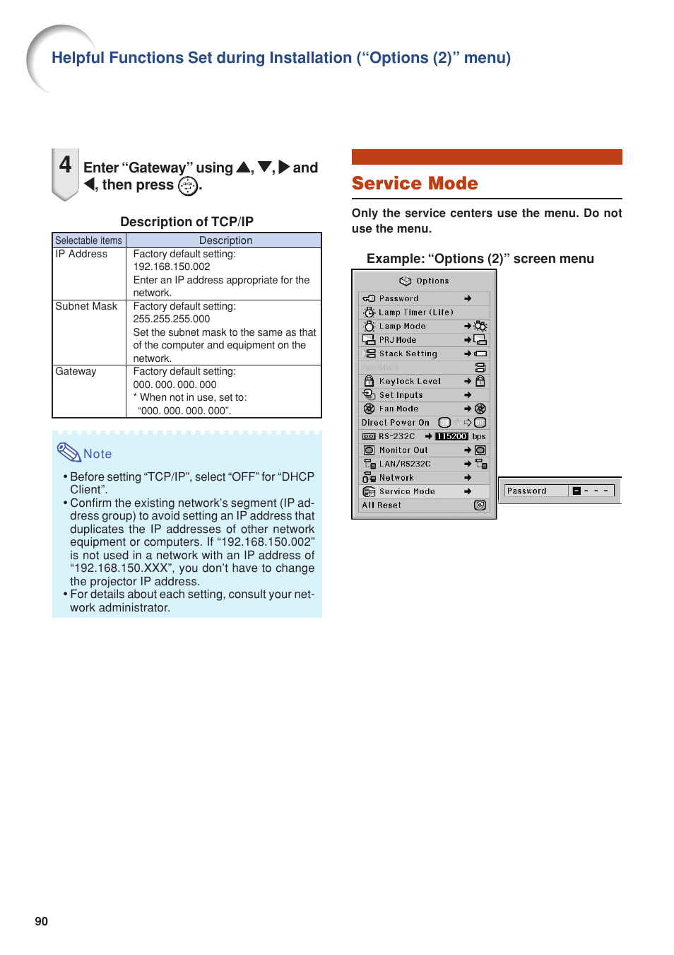 Service mode | Eiki DLP Projector EIP-5000 User Manual | Page 92 / 109