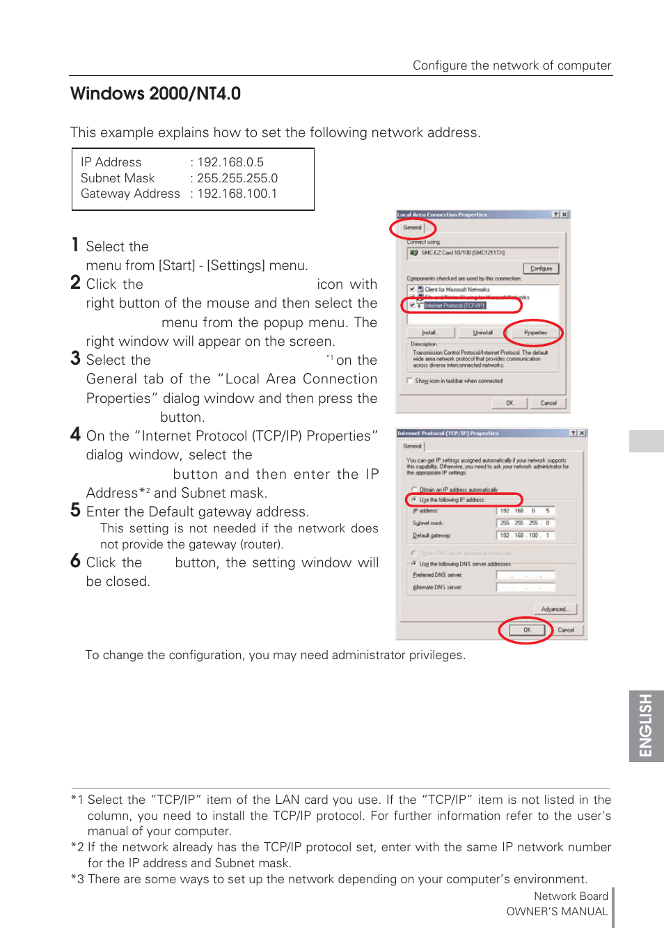 Windows 2000/nt4.0 | Eiki Network Board MD13NET User Manual | Page 21 / 92