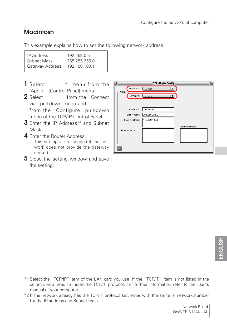Macintosh | Eiki Network Board MD13NET User Manual | Page 23 / 92