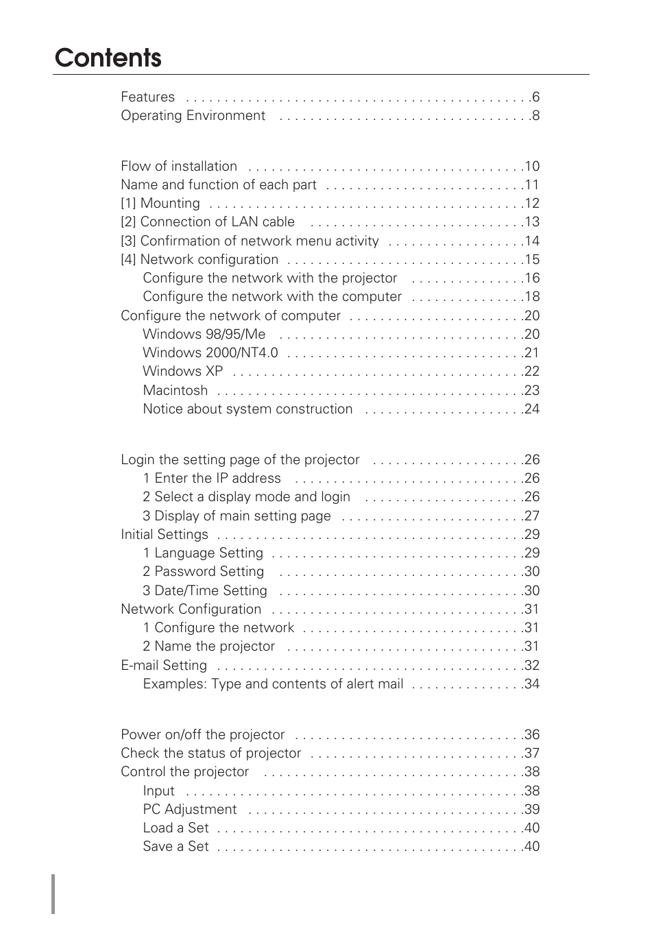 Eiki Network Board MD13NET User Manual | Page 4 / 92