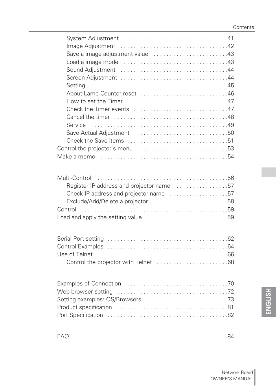 Controlling the multi-projectors, Use of serial port, Appendix:a | Appendix:b | Eiki Network Board MD13NET User Manual | Page 5 / 92