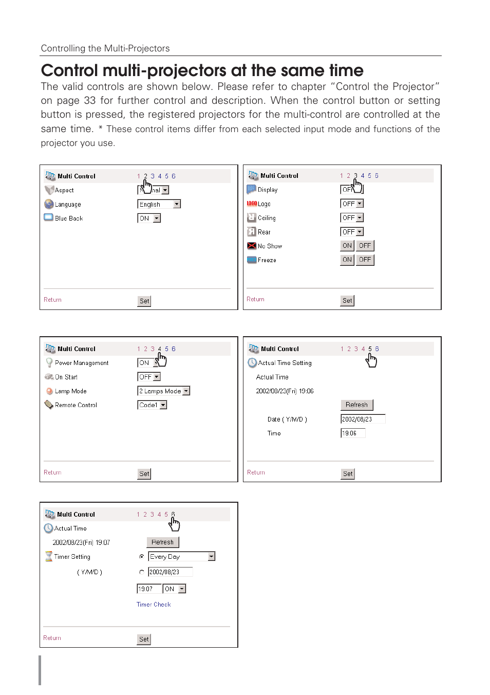 Control multi-projectors at the same time | Eiki Network Board MD13NET User Manual | Page 60 / 92